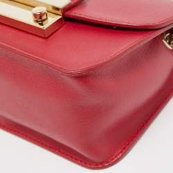 Pre Owned Furla Red Leather Mini Metropolis Crossbody Bag