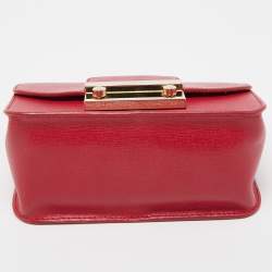 Pre Owned Furla Red Leather Mini Metropolis Crossbody Bag