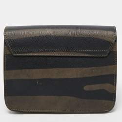 Pre Owned Furla Black/Olive Green Leather Mini Metropolis Crossbody Bag