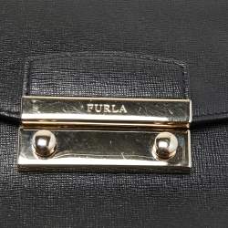 Pre Owned Furla Black Leather Mini Metropolis Crossbody Bag