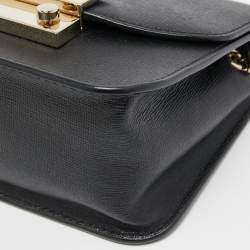 Pre Owned Furla Black Leather Mini Metropolis Crossbody Bag