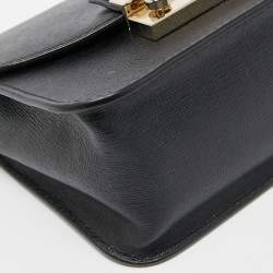 Pre Owned Furla Black Leather Mini Metropolis Crossbody Bag