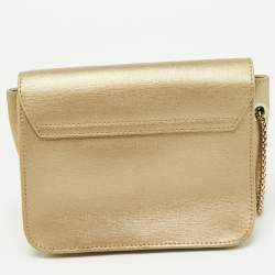 Furla Gold Leather Mini Metropolis Chain Crossbody Bag