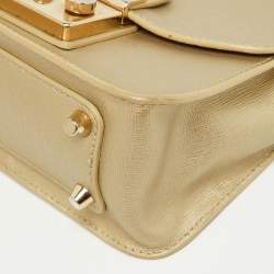 Furla Gold Leather Mini Metropolis Chain Crossbody Bag