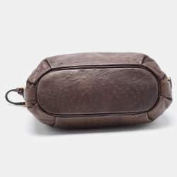 Pre Owned Furla Brown Ostrich Embossed Leather Crossbody Bag