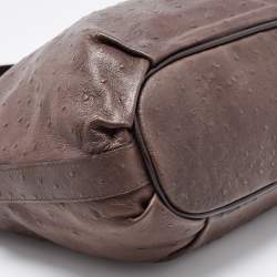 Pre Owned Furla Brown Ostrich Embossed Leather Crossbody Bag