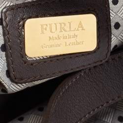 Pre Owned Furla Brown Ostrich Embossed Leather Crossbody Bag