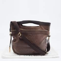 Pre Owned Furla Brown Ostrich Embossed Leather Crossbody Bag