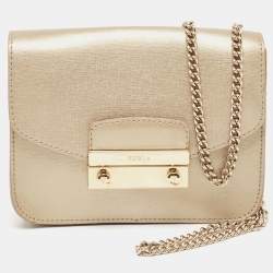 Furla leather 2024 crossbody with gold chain