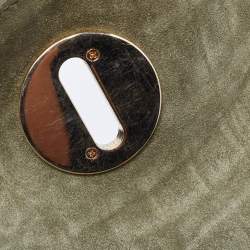 Pre Owned Furla Olive Green Croc Embossed Leather Flap Hobo