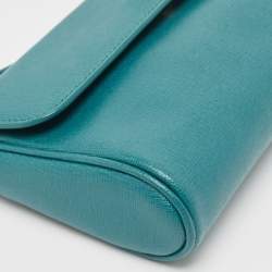 Pre Owned Furla Green Leather Flap Clutch Bag