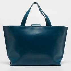 Pre Owned Furla Teal Leather Flap Tote