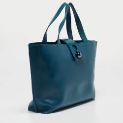 Pre Owned Furla Teal Leather Flap Tote