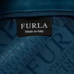 Pre Owned Furla Teal Leather Flap Tote