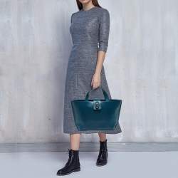 Pre Owned Furla Teal Leather Flap Tote