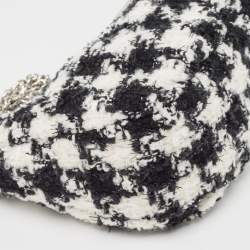 Pre Owned Furla White/Black Tweed Crossbody Bag