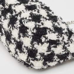Pre Owned Furla White/Black Tweed Crossbody Bag