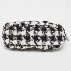 Pre Owned Furla White/Black Tweed Crossbody Bag