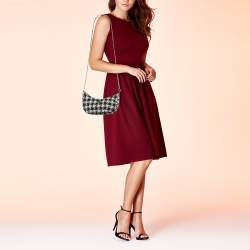 Pre Owned Furla White/Black Tweed Crossbody Bag