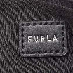 Pre Owned Furla White/Black Tweed Crossbody Bag