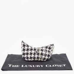 Pre Owned Furla White/Black Tweed Crossbody Bag