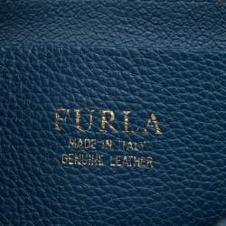 Pre Owned Furla Blue Cut Out Leather Flap Crossbody Bag