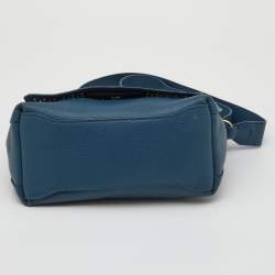 Pre Owned Furla Blue Cut Out Leather Flap Crossbody Bag