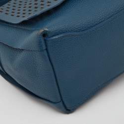 Pre Owned Furla Blue Cut Out Leather Flap Crossbody Bag