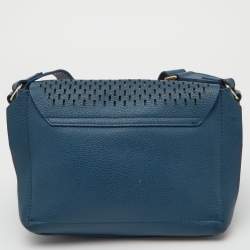 Pre Owned Furla Blue Cut Out Leather Flap Crossbody Bag