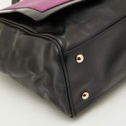 Furla Black/Pink Leather Cortina Top Handle Bag
