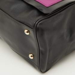 Furla Black/Pink Leather Cortina Top Handle Bag