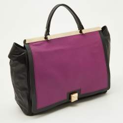 Furla Black/Pink Leather Cortina Top Handle Bag