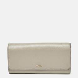 Furla Grey Leather Flap Continental Wallet