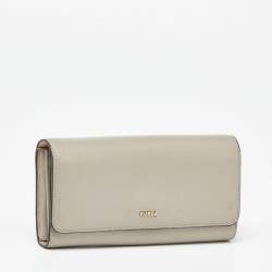 Furla Grey Leather Flap Continental Wallet