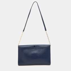 Furla Blue/Black Leather Flap Chain Shoulder Bag