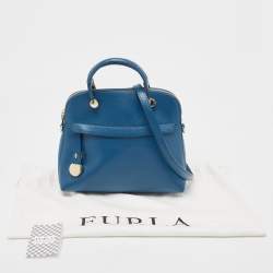 Pre Owned Furla Blue Leather Piper Dome Satchel