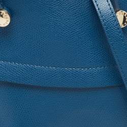 Pre Owned Furla Blue Leather Piper Dome Satchel