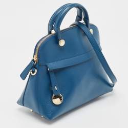 Pre Owned Furla Blue Leather Piper Dome Satchel