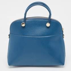 Pre Owned Furla Blue Leather Piper Dome Satchel