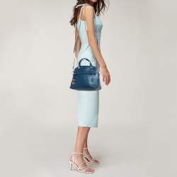 Pre Owned Furla Blue Leather Piper Dome Satchel
