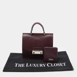 Furla Burgundy Leather Metropolis Top Handle Bag