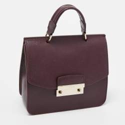 Furla Burgundy Leather Metropolis Top Handle Bag