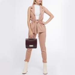 Furla Burgundy Leather Metropolis Top Handle Bag