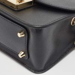 Pre Owned Furla Black Leather Mini Metropolis Chain Crossbody Bag