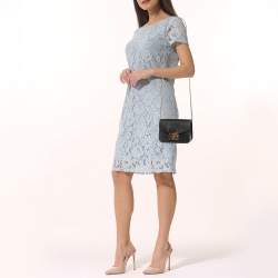 Pre Owned Furla Black Leather Mini Metropolis Chain Crossbody Bag