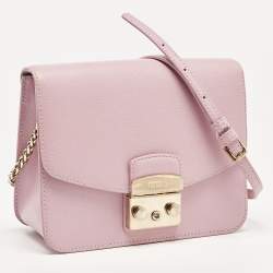 Pre Owned Furla Lilac Leather Metropolis Shoulder Bag