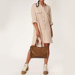 Pre Owned Furla Brown Leather Lavinia Medium Tote