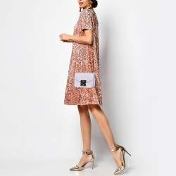 Pre Owned Furla Purple Leather Mini Metropolis Chain Bag