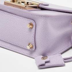 Pre Owned Furla Purple Leather Mini Metropolis Chain Bag
