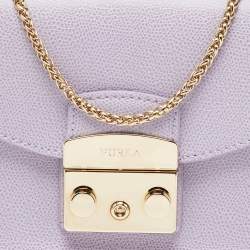 Pre Owned Furla Purple Leather Mini Metropolis Chain Bag